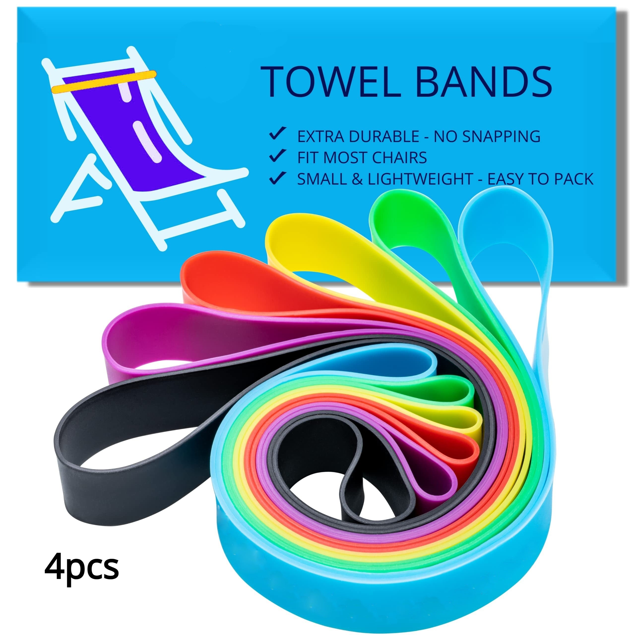 4pcs Silicone Towel Fixing Strap - Keep Towel Secure on Chairs, Beach, Pool
