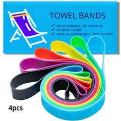 4pcs Silicone Towel Fixing Strap - Keep Towel Secure on Chairs, Beach, Pool