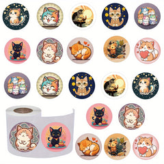 500pcs Cartoon Cat Waterproof Vinyl Stickers Birthday Party Decoration