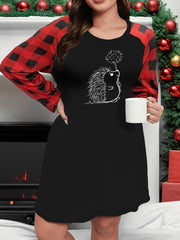 Loungewear Nightdress Hedgehog & Dandelion Print Raglan Sleeve