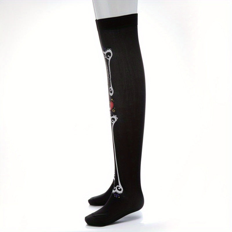 Bone Pattern Stockings Halloween Costumes Knee High Socks Cosplay