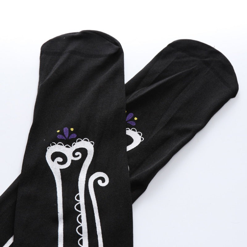 Bone Pattern Stockings Halloween Costumes Knee High Socks Cosplay
