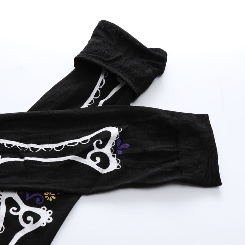 Bone Pattern Stockings Halloween Costumes Knee High Socks Cosplay
