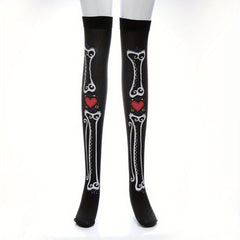 Bone Pattern Stockings Halloween Costumes Knee High Socks Cosplay