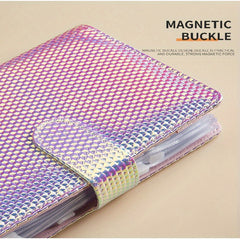 A6 Laser Colorful Loose leaf Book With Zipper Bag 12 Sheets Stickers