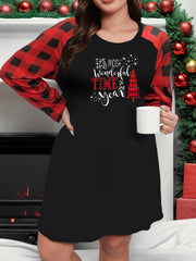 Christmas Tree & Slogan Loungewear Dress Women's Plus