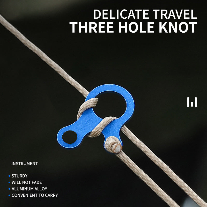 1pc 3 Hole Aluminum Knotting Buckle Quick Knot Camping Tent A