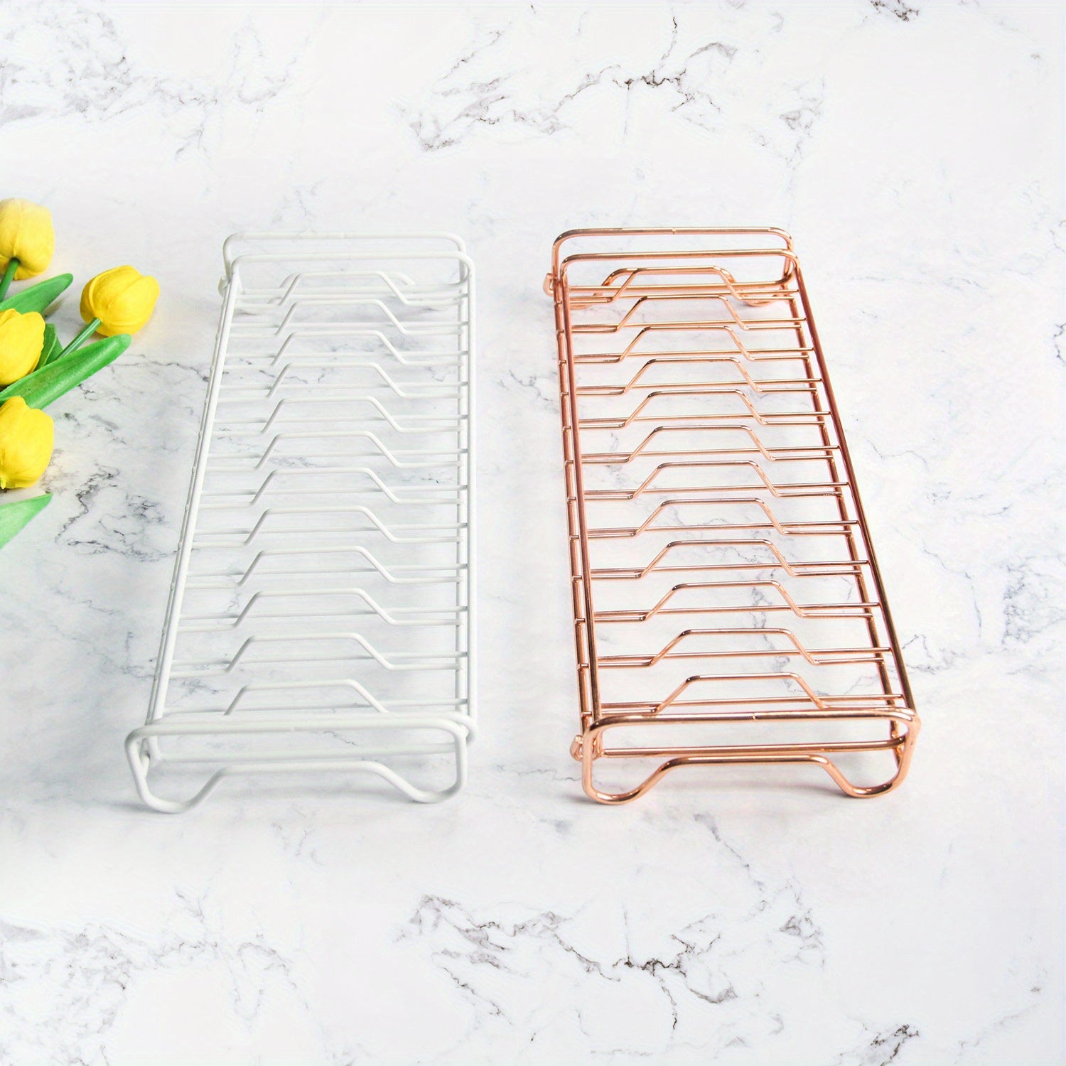 Japanese Iron Dish Rack Rose Golden Tableware And Dish Storage