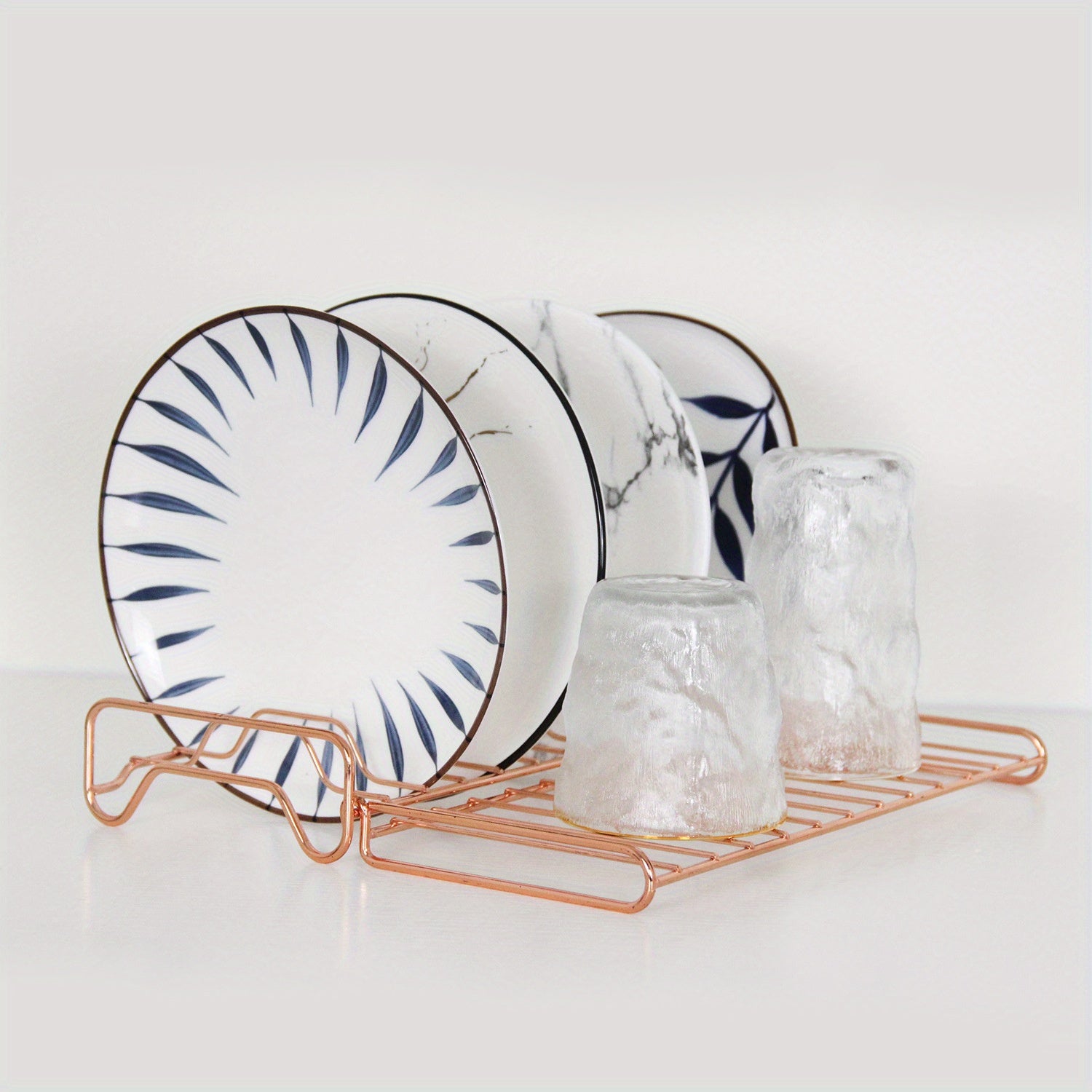 Japanese Iron Dish Rack Rose Golden Tableware And Dish Storage