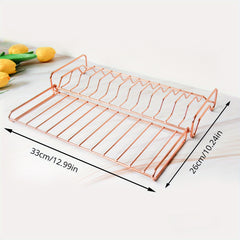 Japanese Iron Dish Rack Rose Golden Tableware And Dish Storage