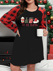 Christmas Casual Loungewear Dress Women's Plus Christmas Tree Print