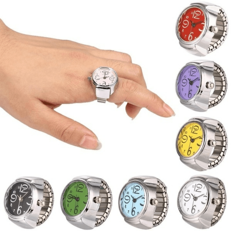 Unisex Round Elastic Quartz Finger Ring Watch Christmas Gift