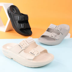 Women's Comfortable Two Strap Slide Sandals with Buckles