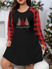 Christmas Loungewear Dress Women's Leopard Christmas Tree Print Nightd
