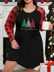Christmas Tree Plaid Raglan Nightdress
