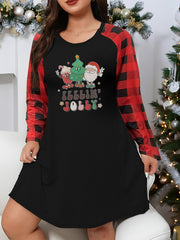 Christmas Lounge Dress Women's Plus Cartoon Christmas Tree