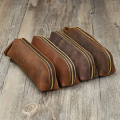 Faux Leather Pencil Bag Retro Stationery Holder Pen Case Storage
