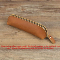 Faux Leather Pencil Bag Retro Stationery Holder Pen Case Storage