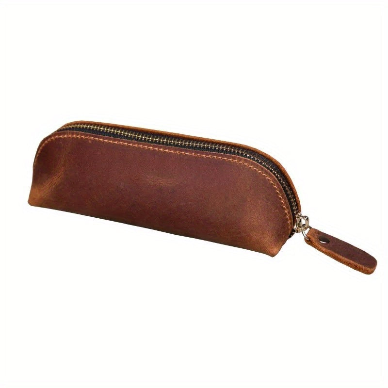 Faux Leather Pencil Bag Retro Stationery Holder Pen Case Storage