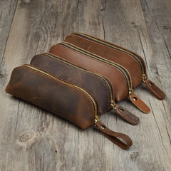 Faux Leather Pencil Bag Retro Stationery Holder Pen Case Storage