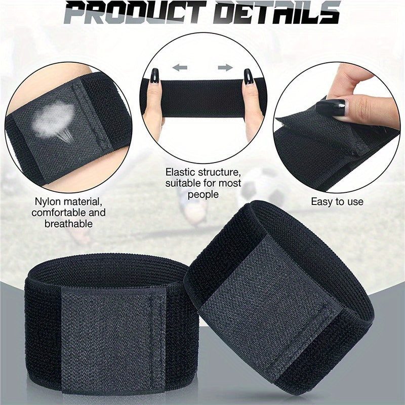2pcs Football Leg Protector Fixed Belt Adjustable Shin Guard Non slip Ankle Belt