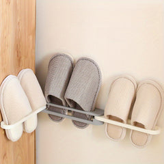 Foldable 3-in-1 Wall Mounted Slipper Rack Towel Storage