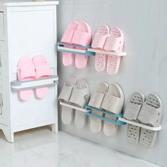 Foldable 3-in-1 Wall Mounted Slipper Rack Towel Storage