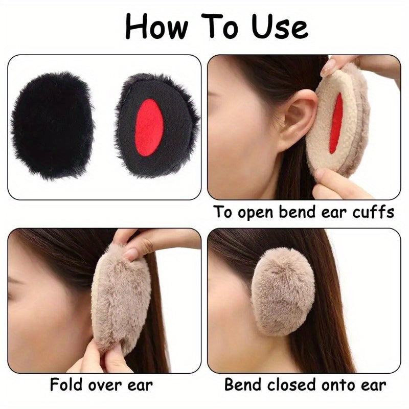 2pcs Fleece Ear Muffs Windproof Ear Warmer