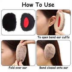 2pcs Fleece Ear Muffs Windproof Ear Warmer