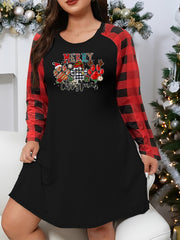 Plus Size Christmas Lounge Dress Women's Plus Christmas Dog Paw Graphic