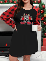 Christmas Tree & Slogan Print Raglan Sleeve Nightdress