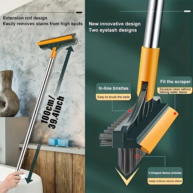 Long Handle Adjustable Cleaning Brush with Squeegee