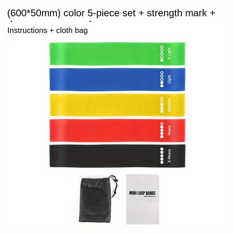 5pcs TPE Elastic Yoga Resistance Band Fitness Stretching Tension Band