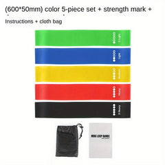5pcs TPE Elastic Yoga Resistance Band Fitness Stretching Tension Band