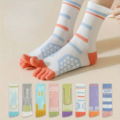 Professional Non-slip Yoga Socks Five Toe Compression Knee High Socks