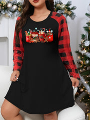 Gingerbread Man Print Plaid Sleeve Nightdress