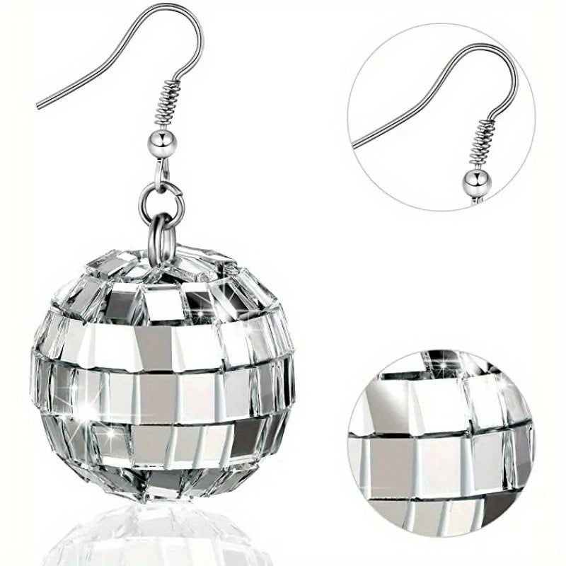 Vintage Disco Ball Dangle Earrings Boho Round Drop Earrings