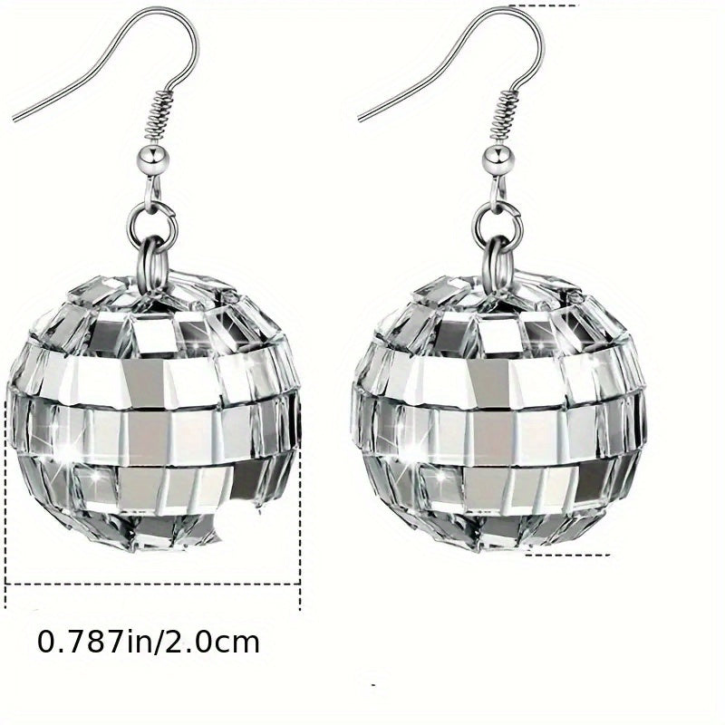 Vintage Disco Ball Dangle Earrings Boho Round Drop Earrings