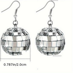 Vintage Disco Ball Dangle Earrings Boho Round Drop Earrings