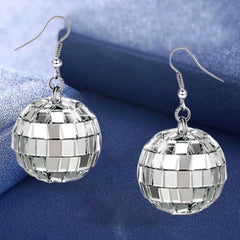 Vintage Disco Ball Dangle Earrings Boho Round Drop Earrings