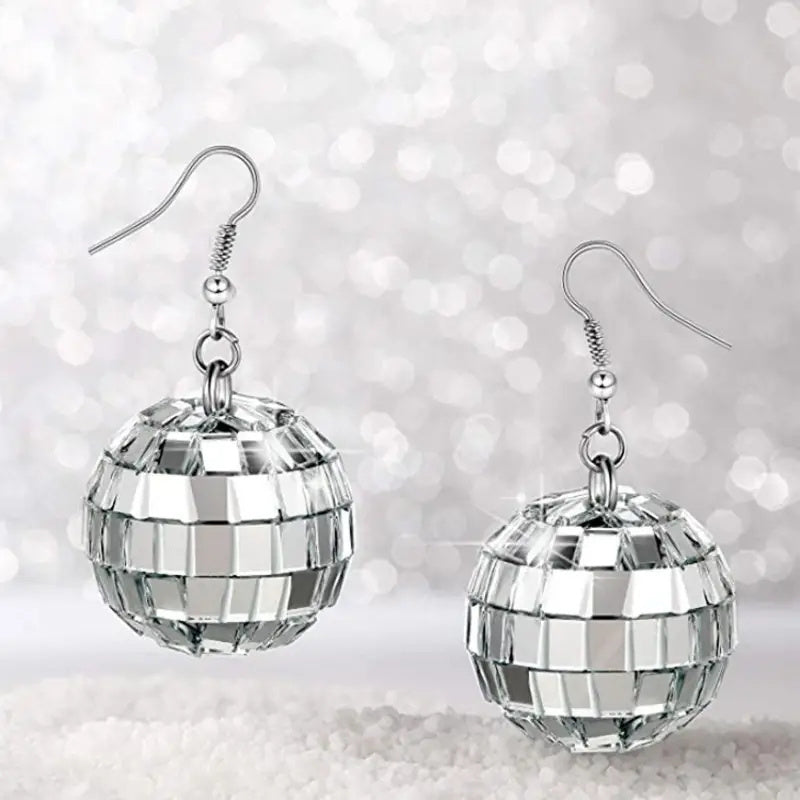 Vintage Disco Ball Dangle Earrings Boho Round Drop Earrings