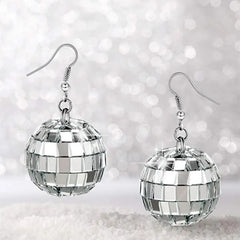 Vintage Disco Ball Dangle Earrings Boho Round Drop Earrings