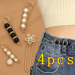 8pcs Pearl Flower Brooch Pins Safety Pin Waist Buckle