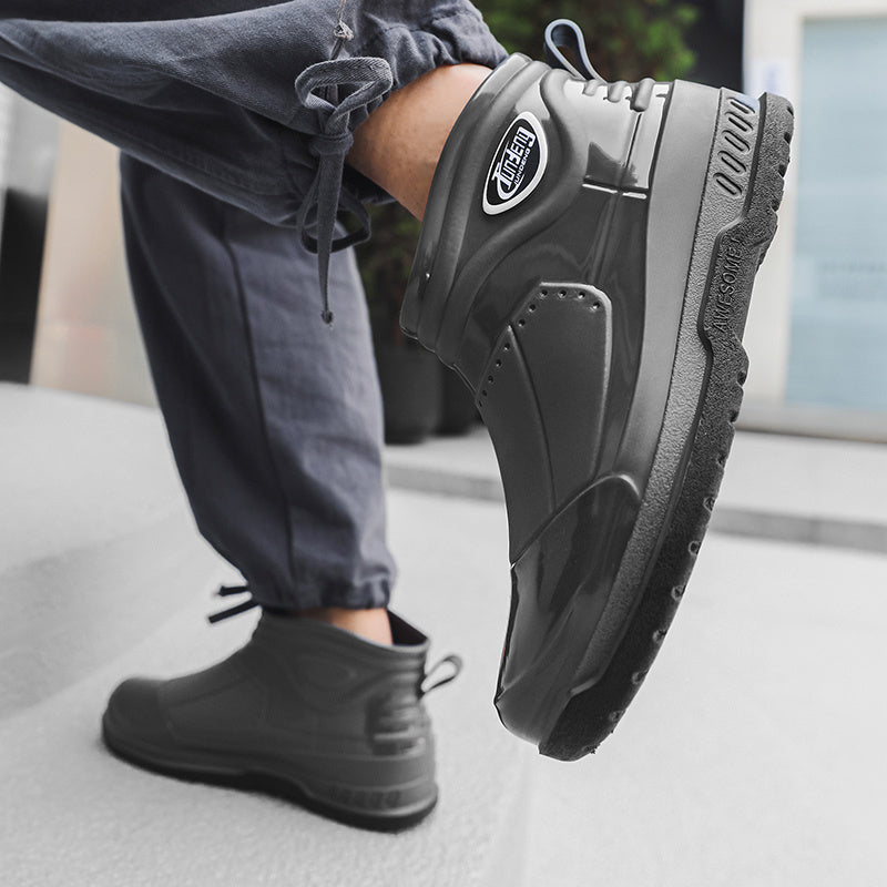 Wear Resistant Waterproof Non Slip Flat Rain Boots PVC Garden Water Shoes