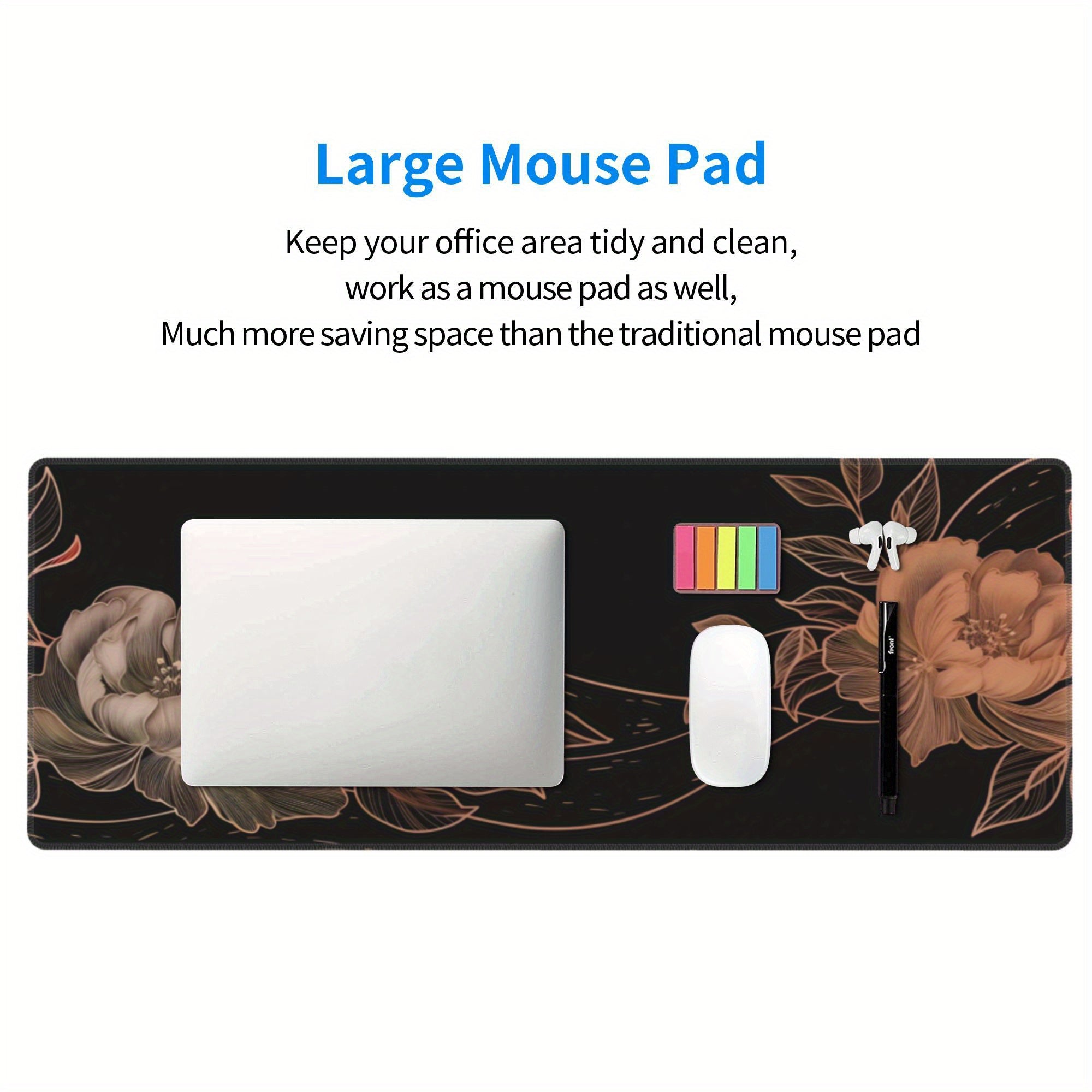 Lines And Flowers Large Mouse Pad For Desk Big Gaming Mouse Pad
