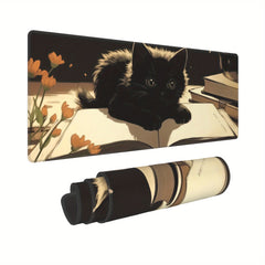 Cat on Book Large Mouse Pad Desk Mat Non Slip Gaming Mousepad