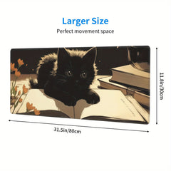 Cat on Book Large Mouse Pad Desk Mat Non Slip Gaming Mousepad