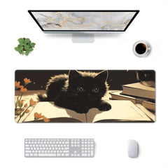 Cat on Book Large Mouse Pad Desk Mat Non Slip Gaming Mousepad