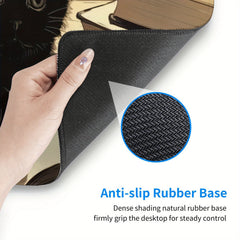Cat on Book Large Mouse Pad Desk Mat Non Slip Gaming Mousepad