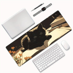 Cat on Book Large Mouse Pad Desk Mat Non Slip Gaming Mousepad